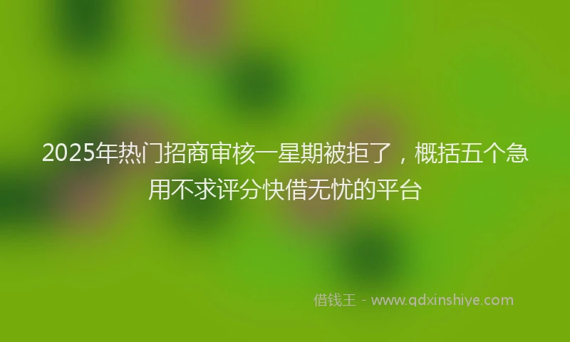 2025年热门招商审核一星期被拒了，概括五个急用不求评分快借无忧的平台