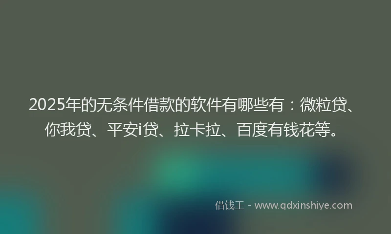 2025年的无条件借款的软件有哪些有：微粒贷、你我贷、平安i贷、拉卡拉、百度有钱花等。