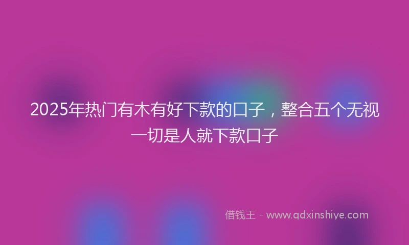 2025年热门有木有好下款的口子，整合五个无视一切是人就下款口子