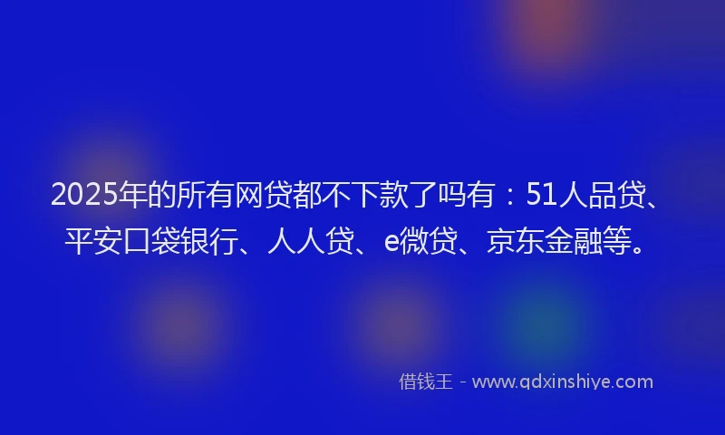 2025年的所有网贷都不下款了吗有：51人品贷、平安口袋银行、人人贷、e微贷、京东金融等。