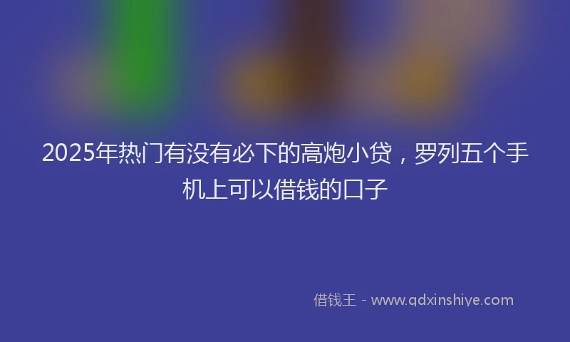 2025年热门有没有必下的高炮小贷，罗列五个手机上可以借钱的口子