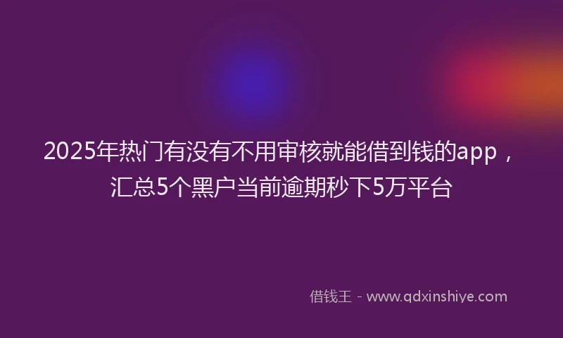 2025年热门有没有不用审核就能借到钱的app，汇总5个黑户当前逾期秒下5万平台