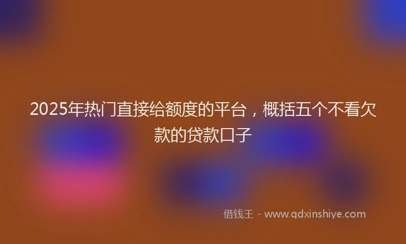 2025年热门直接给额度的平台，概括五个不看欠款的贷款口子