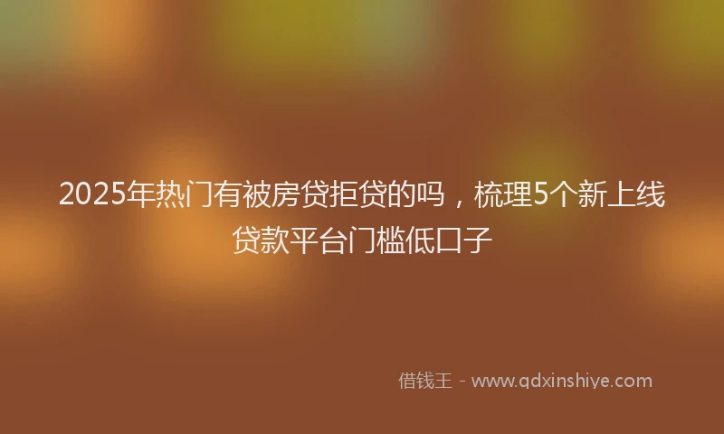 2025年热门有被房贷拒贷的吗，梳理5个新上线贷款平台门槛低口子