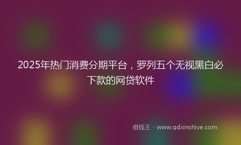 2025年热门消费分期平台，罗列五个无视黑白必下款的网贷软件