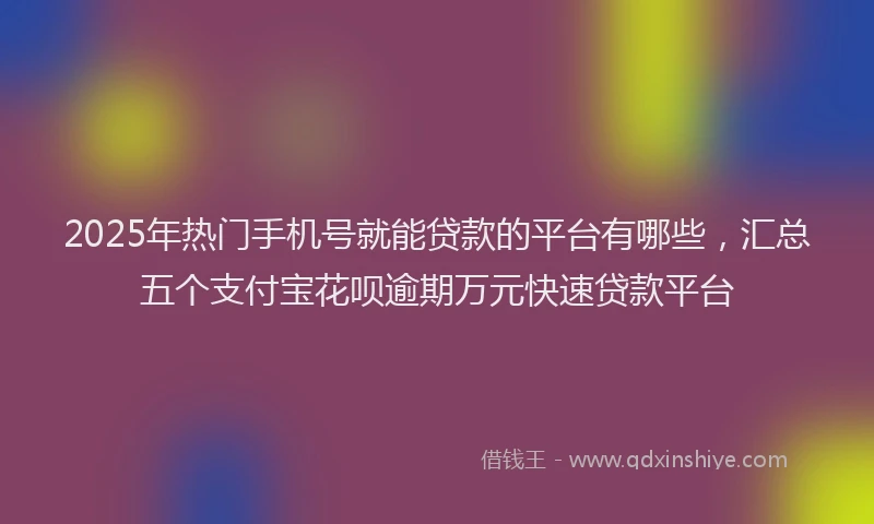 2025年热门手机号就能贷款的平台有哪些，汇总五个支付宝花呗逾期万元快速贷款平台