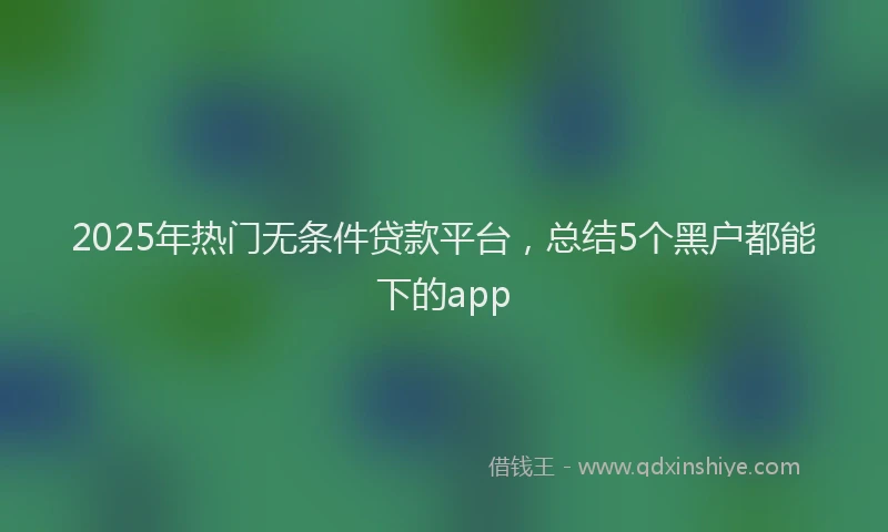 2025年热门无条件贷款平台，总结5个黑户都能下的app