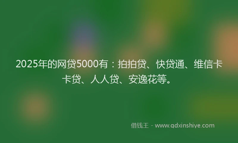 2025年的网贷5000有：拍拍贷、快贷通、维信卡卡贷、人人贷、安逸花等。