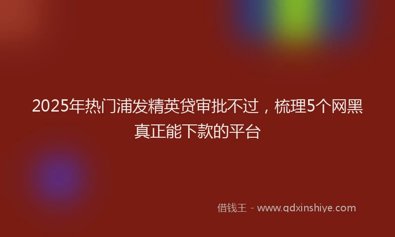 2025年热门浦发精英贷审批不过，梳理5个网黑真正能下款的平台