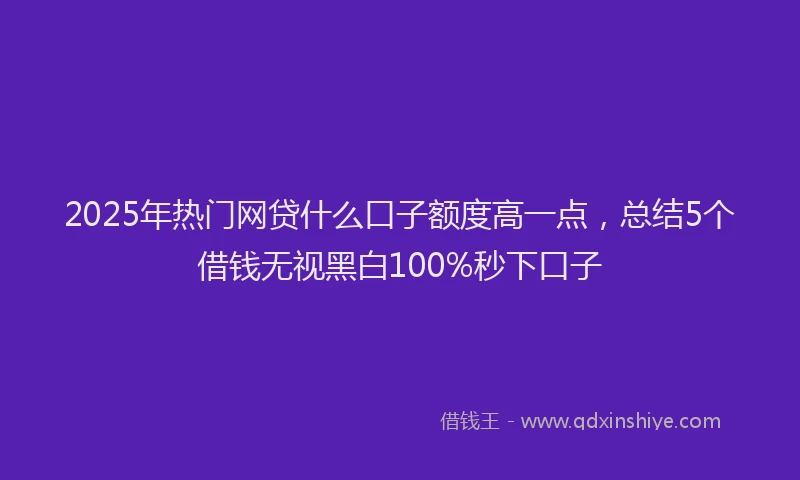 2025年热门网贷什么口子额度高一点，总结5个借钱无视黑白100%秒下口子