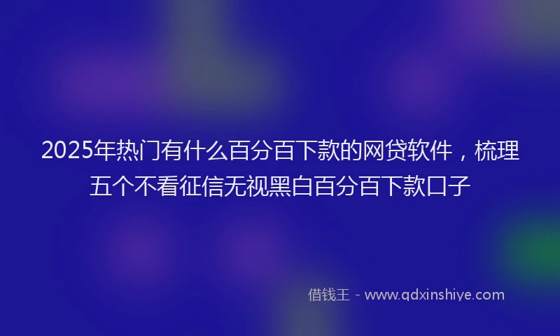2025年热门有什么百分百下款的网贷软件，梳理五个不看征信无视黑白百分百下款口子