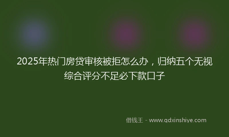 2025年热门房贷审核被拒怎么办，归纳五个无视综合评分不足必下款口子