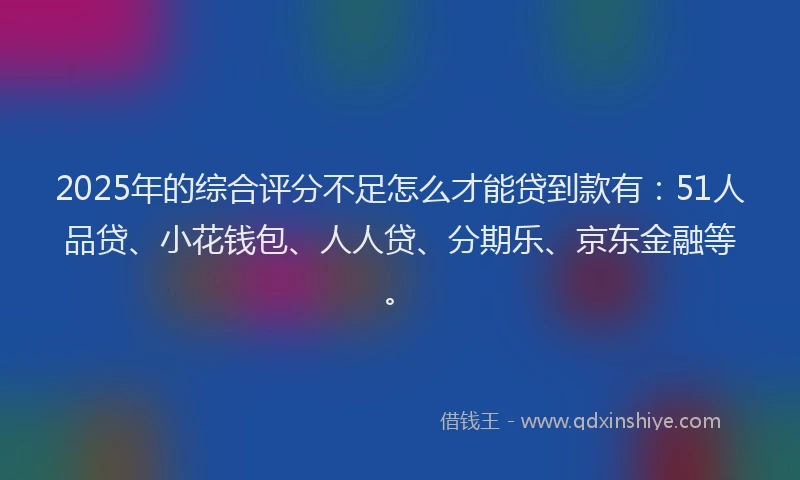 2025年的综合评分不足怎么才能贷到款有：51人品贷、小花钱包、人人贷、分期乐、京东金融等。