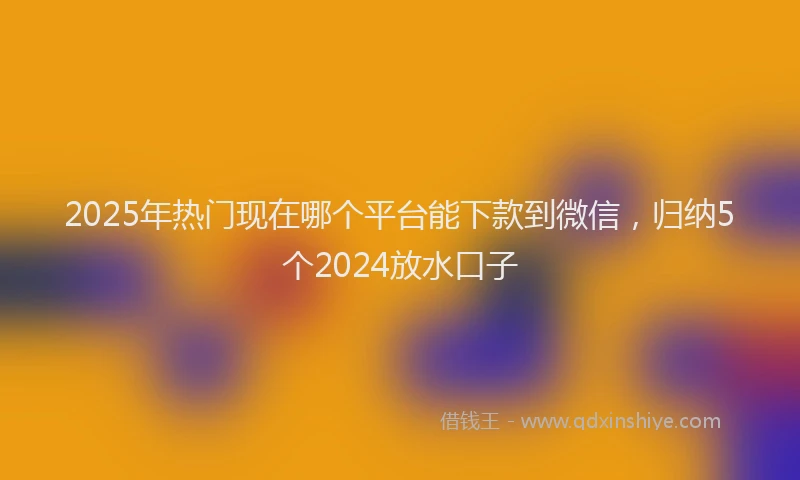 2025年热门现在哪个平台能下款到微信，归纳5个2024放水口子