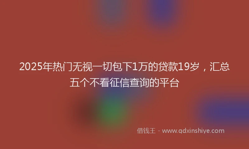 2025年热门无视一切包下1万的贷款19岁，汇总五个不看征信查询的平台