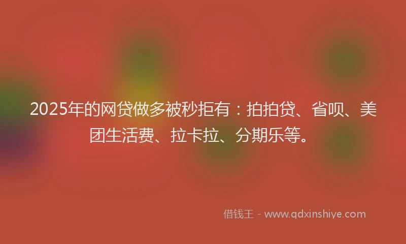 2025年的网贷做多被秒拒有：拍拍贷、省呗、美团生活费、拉卡拉、分期乐等。