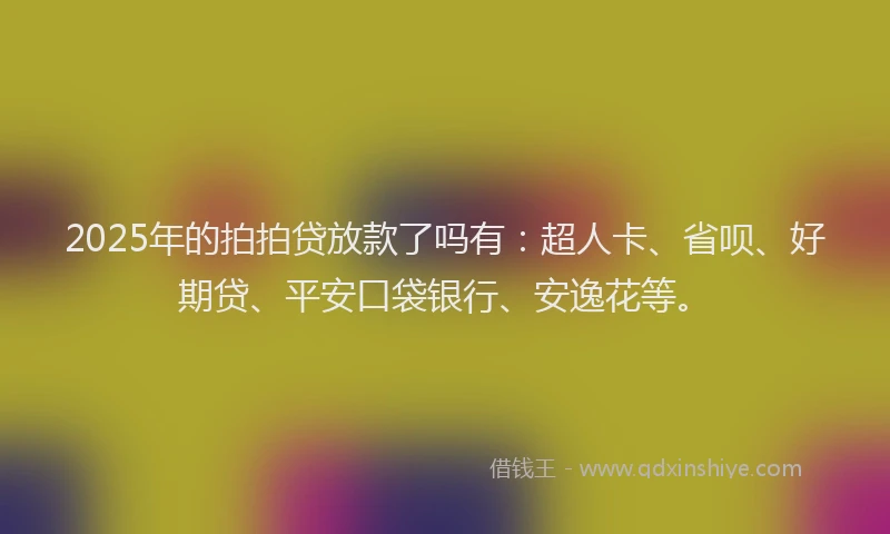 2025年的拍拍贷放款了吗有：超人卡、省呗、好期贷、平安口袋银行、安逸花等。