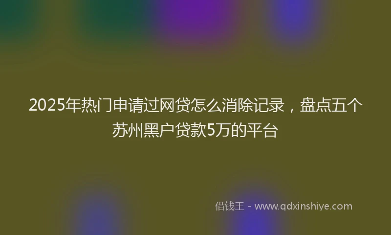 2025年热门申请过网贷怎么消除记录，盘点五个苏州黑户贷款5万的平台