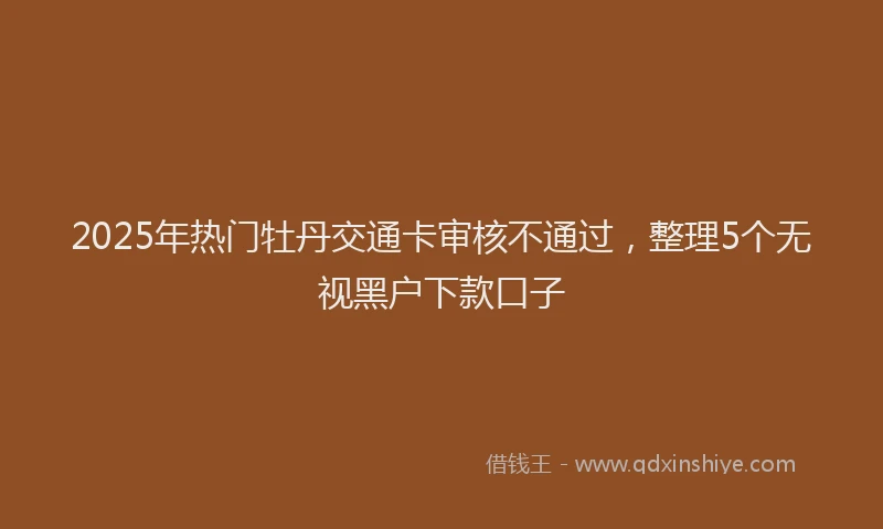 2025年热门牡丹交通卡审核不通过，整理5个无视黑户下款口子