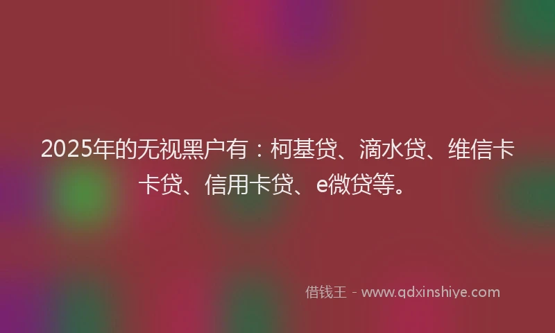 2025年的无视黑户有：柯基贷、滴水贷、维信卡卡贷、信用卡贷、e微贷等。