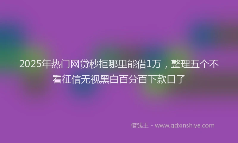 2025年热门网贷秒拒哪里能借1万，整理五个不看征信无视黑白百分百下款口子