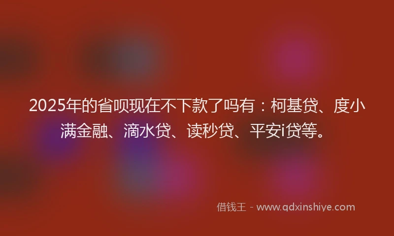 2025年的省呗现在不下款了吗有：柯基贷、度小满金融、滴水贷、读秒贷、平安i贷等。