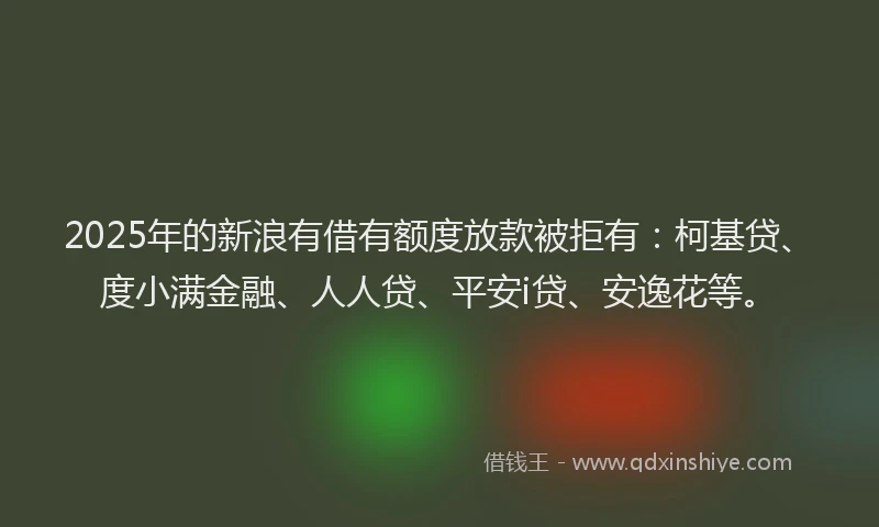 2025年的新浪有借有额度放款被拒有：柯基贷、度小满金融、人人贷、平安i贷、安逸花等。