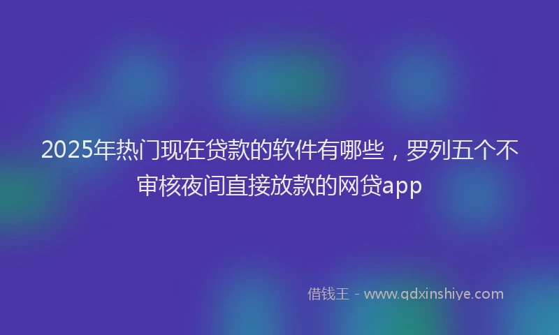 2025年热门现在贷款的软件有哪些，罗列五个不审核夜间直接放款的网贷app