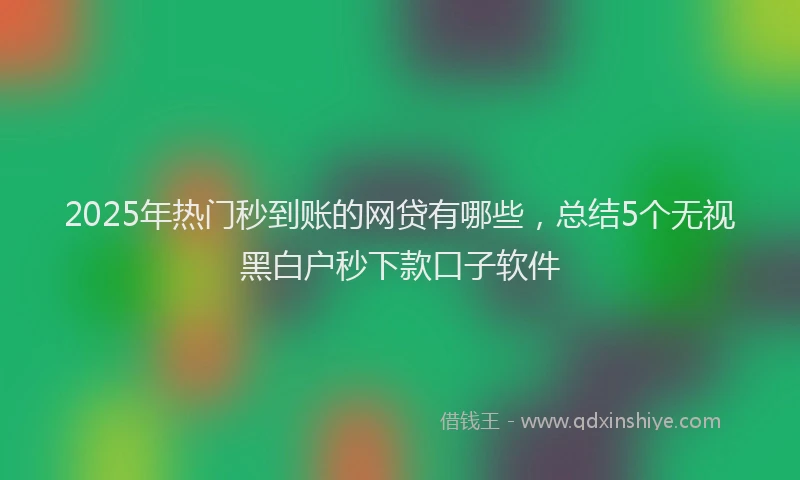 2025年热门秒到账的网贷有哪些，总结5个无视黑白户秒下款口子软件