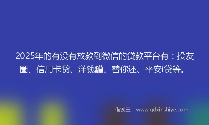 2025年的有没有放款到微信的贷款平台有：投友圈、信用卡贷、洋钱罐、替你还、平安i贷等。
