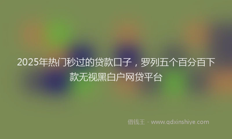 2025年热门秒过的贷款口子，罗列五个百分百下款无视黑白户网贷平台