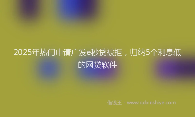 2025年热门申请广发e秒贷被拒，归纳5个利息低的网贷软件