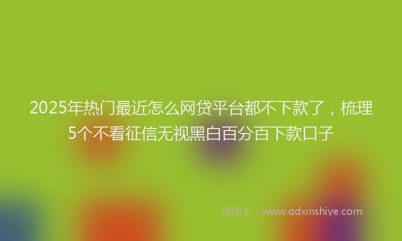 2025年热门最近怎么网贷平台都不下款了，梳理5个不看征信无视黑白百分百下款口子
