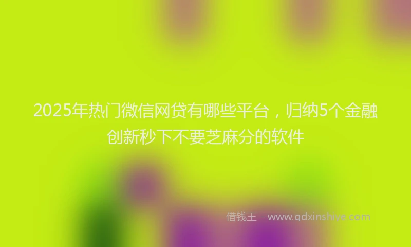 2025年热门微信网贷有哪些平台，归纳5个金融创新秒下不要芝麻分的软件