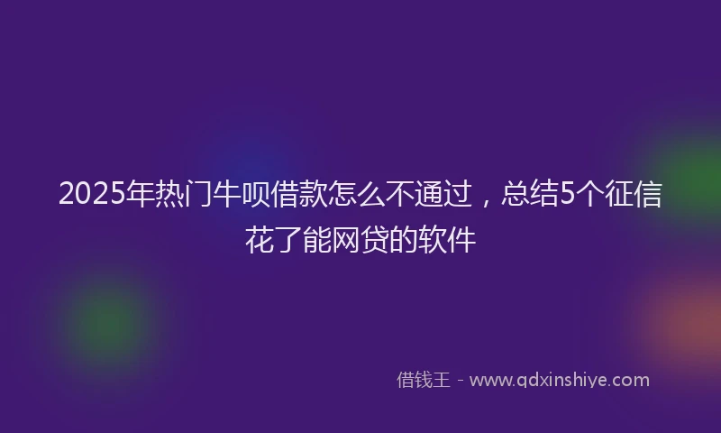 2025年热门牛呗借款怎么不通过，总结5个征信花了能网贷的软件