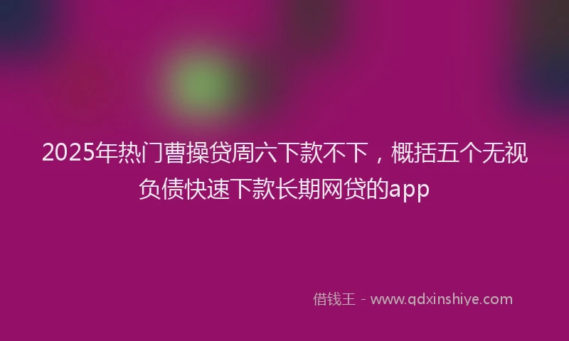 2025年热门曹操贷周六下款不下，概括五个无视负债快速下款长期网贷的app