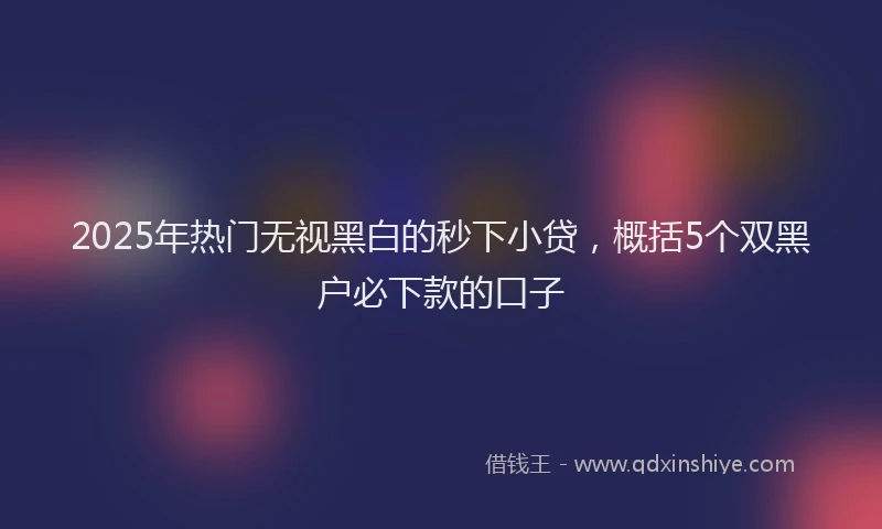 2025年热门无视黑白的秒下小贷，概括5个双黑户必下款的口子
