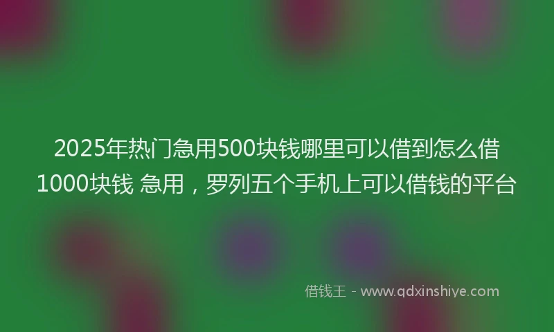 2025年热门急用500块钱哪里可以借到怎么借1000块钱 急用，罗列五个手机上可以借钱的平台