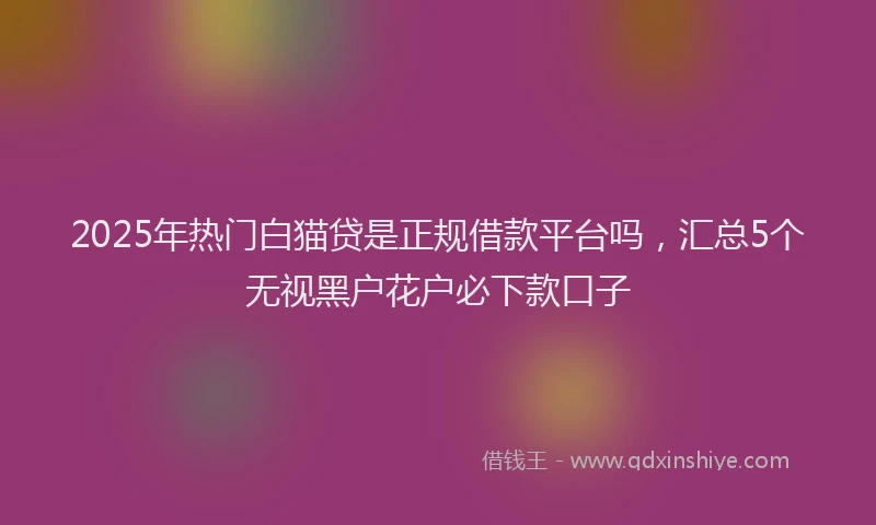 2025年热门白猫贷是正规借款平台吗，汇总5个无视黑户花户必下款口子