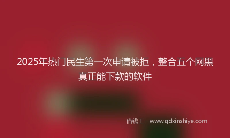 2025年热门民生第一次申请被拒，整合五个网黑真正能下款的软件