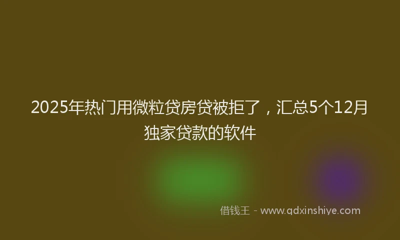 2025年热门用微粒贷房贷被拒了，汇总5个12月独家贷款的软件