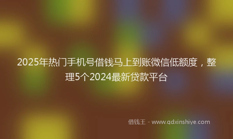 2025年热门手机号借钱马上到账微信低额度，整理5个2024最新贷款平台