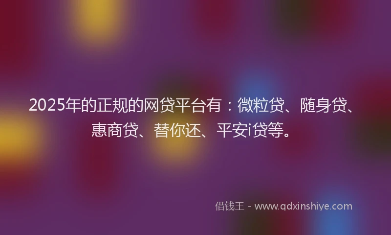 2025年的正规的网贷平台有：微粒贷、随身贷、惠商贷、替你还、平安i贷等。
