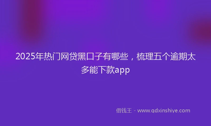 2025年热门网贷黑口子有哪些，梳理五个逾期太多能下款app