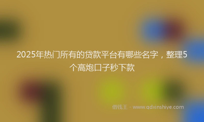 2025年热门所有的贷款平台有哪些名字，整理5个高炮口子秒下款