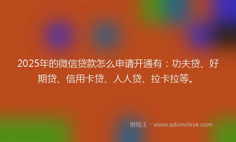 2025年的微信贷款怎么申请开通有：功夫贷、好期贷、信用卡贷、人人贷、拉卡拉等。