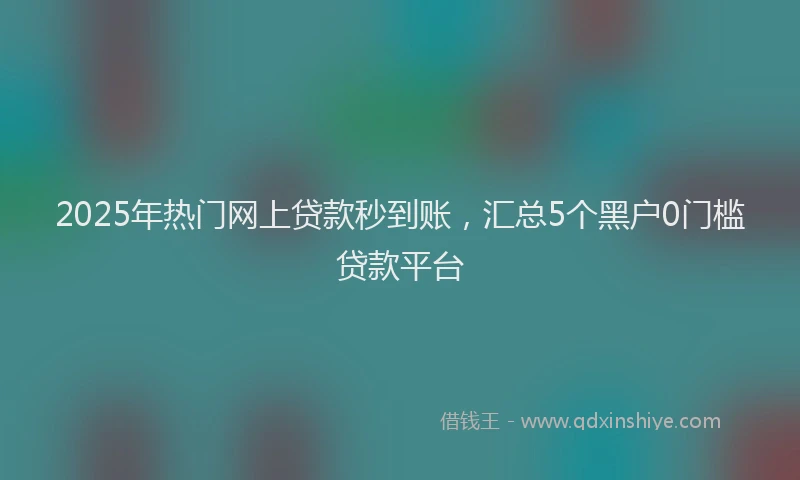 2025年热门网上贷款秒到账，汇总5个黑户0门槛贷款平台