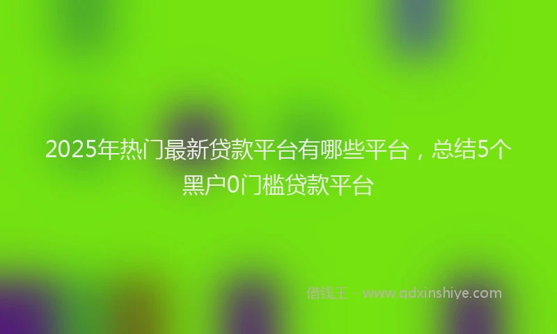 2025年热门最新贷款平台有哪些平台，总结5个黑户0门槛贷款平台