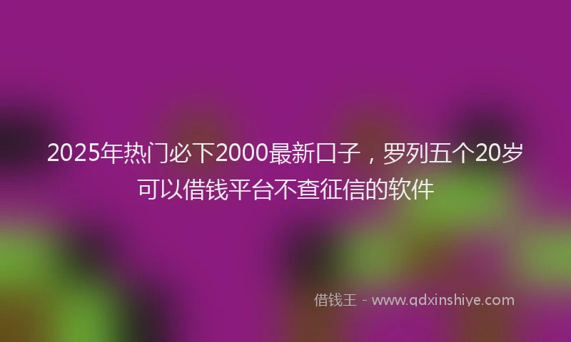 2025年热门必下2000最新口子，罗列五个20岁可以借钱平台不查征信的软件