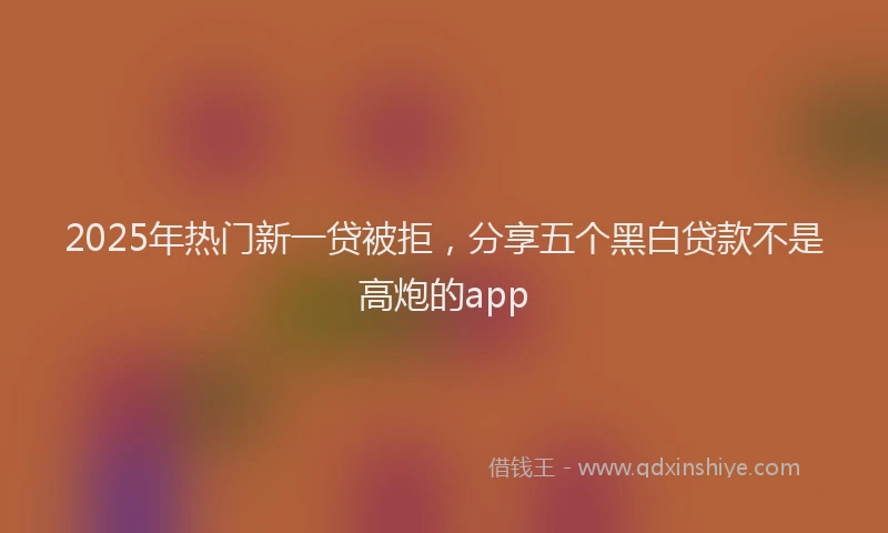 2025年热门新一贷被拒，分享五个黑白贷款不是高炮的app